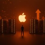 Representación visual de la escasez de RAM 2026 con hiperescaladores priorizados y disponibilidad de memoria DDR5 para Apple en contexto de inteligencia artificial.