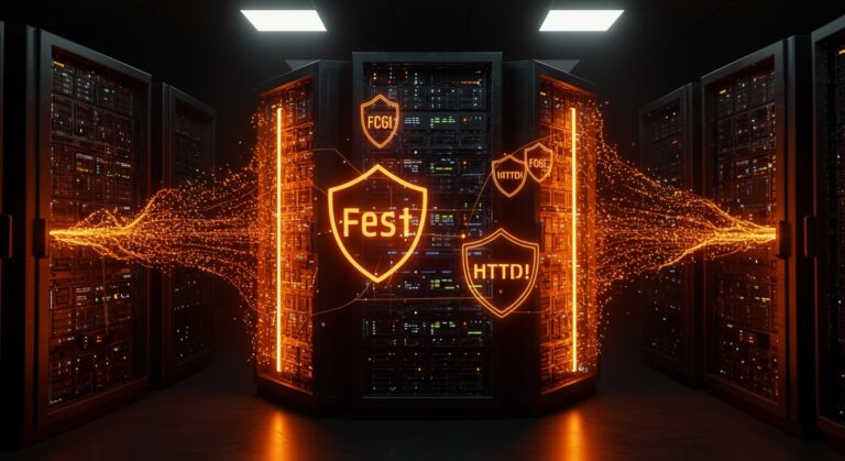Protocolo FastCGI destacando seguridad superior en reverse proxies para infraestructura startup frente a HTTP.