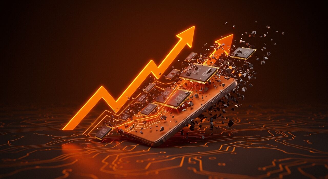 Crisis de móviles baratos por alza en precios de RAM y NAND, y avance de inteligencia artificial en hardware móvil en mercados emergentes.