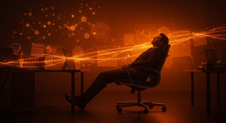 Representación visual del fin de semana bajo amenaza por la cultura laboral siempre activa en startups y tecnología.