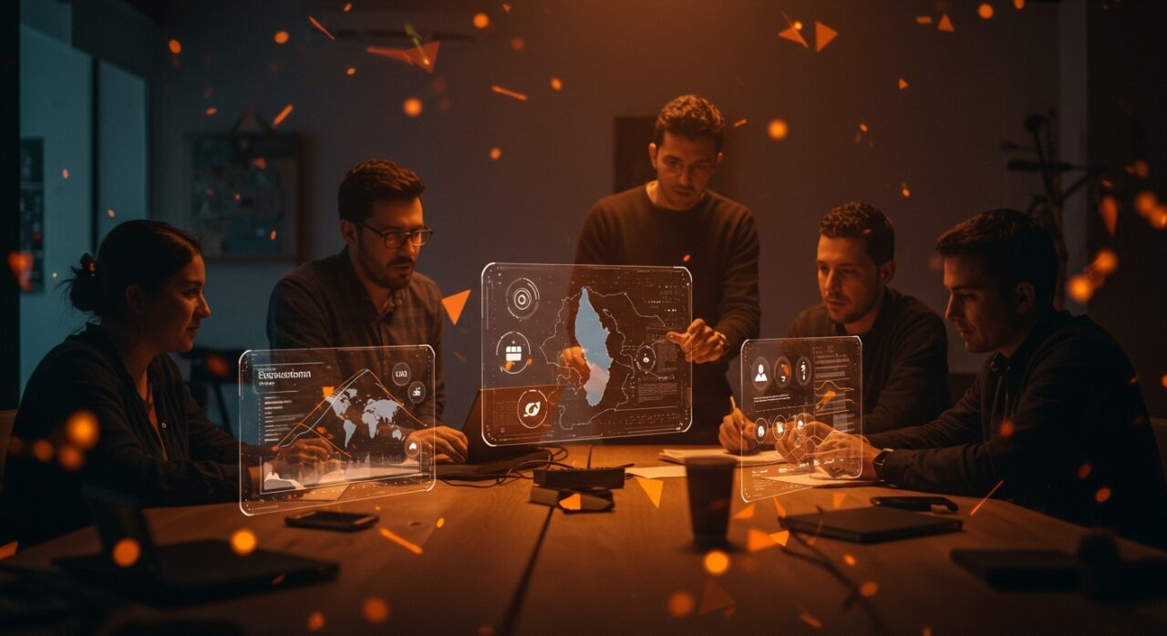 Startups innovadoras de Los Lagos colaborando con tecnologías futuristas en Puerto Montt para impulsar el ecosistema tech y la transformación digital.