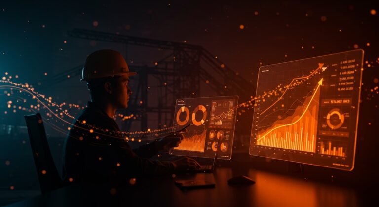 Founder analizando gráficos digitales y tendencias financieras en Chile con énfasis en inversión y producción de cobre para startups 2026.