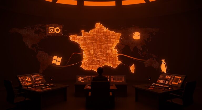 Migración a Linux en el gobierno de Francia simbolizando la soberanía digital y transformación tecnológica con enfoque en el ecosistema europeo.