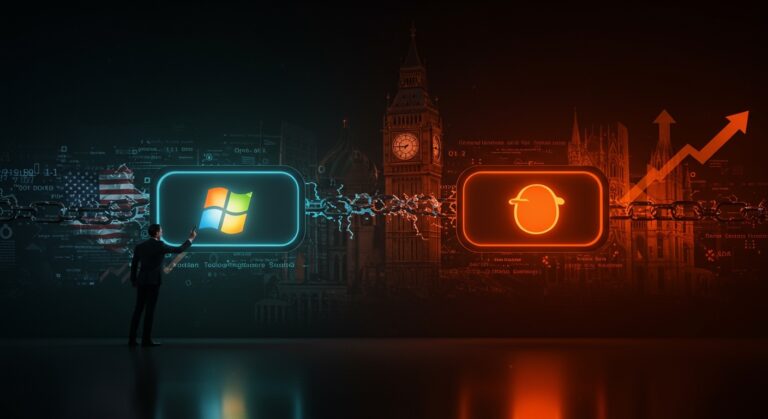 Gobierno francés migrando de Windows a Linux simbolizando la soberanía digital y oportunidades en software abierto para startups en Europa y LATAM.