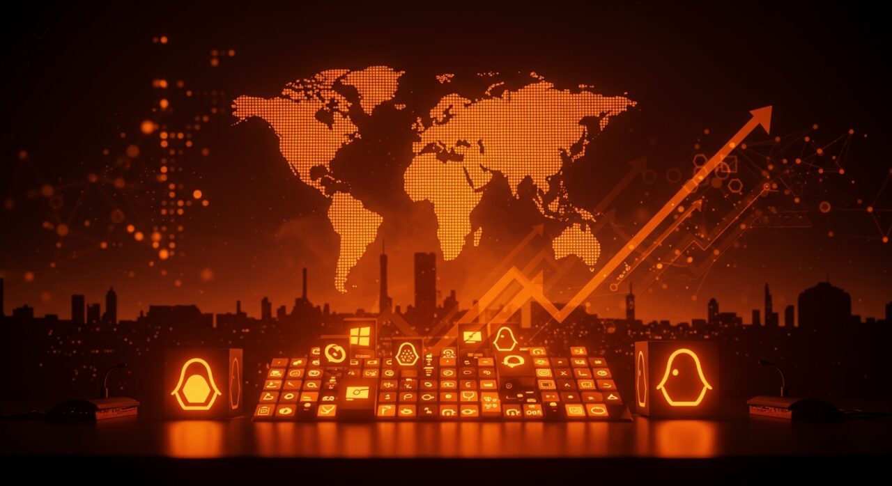 Migración digital de Francia a Linux representando soberanía tecnológica y transición de escritorios Windows en el ecosistema startup europeo.