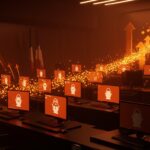 Migración masiva de PCs a Linux en la administración pública francesa simbolizada con transición digital y metáforas de soberanía digital y software libre.