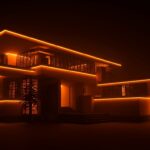 Composición arquitectónica inspirada en Frank Lloyd Wright destacando innovación, creatividad y diseño democrático para founders tech.