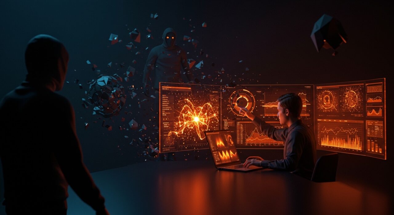 Protección antifraude en fintech con tecnología IA contra el fraude bancario de $442 mil millones, enfoque en ciberseguridad y cibercrimen bancario.