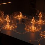 Desarrollo ágil de IA aplicada y automatización con sandboxes ligeros y agentes autónomos en integración con GitHub, en un entorno tecnológico futurista.