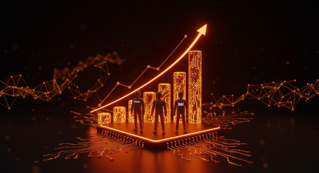 Financiación récord para startups de IA fundacional en Q1 2026 liderada por OpenAI, Anthropic y xAI, con metáforas visuales de inversión y tecnología.