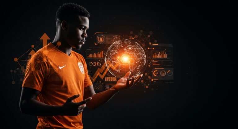 Futbolista de élite con coaching mental aplicado a liderazgo de startups, representando alto rendimiento y gestión emocional para founders LATAM.