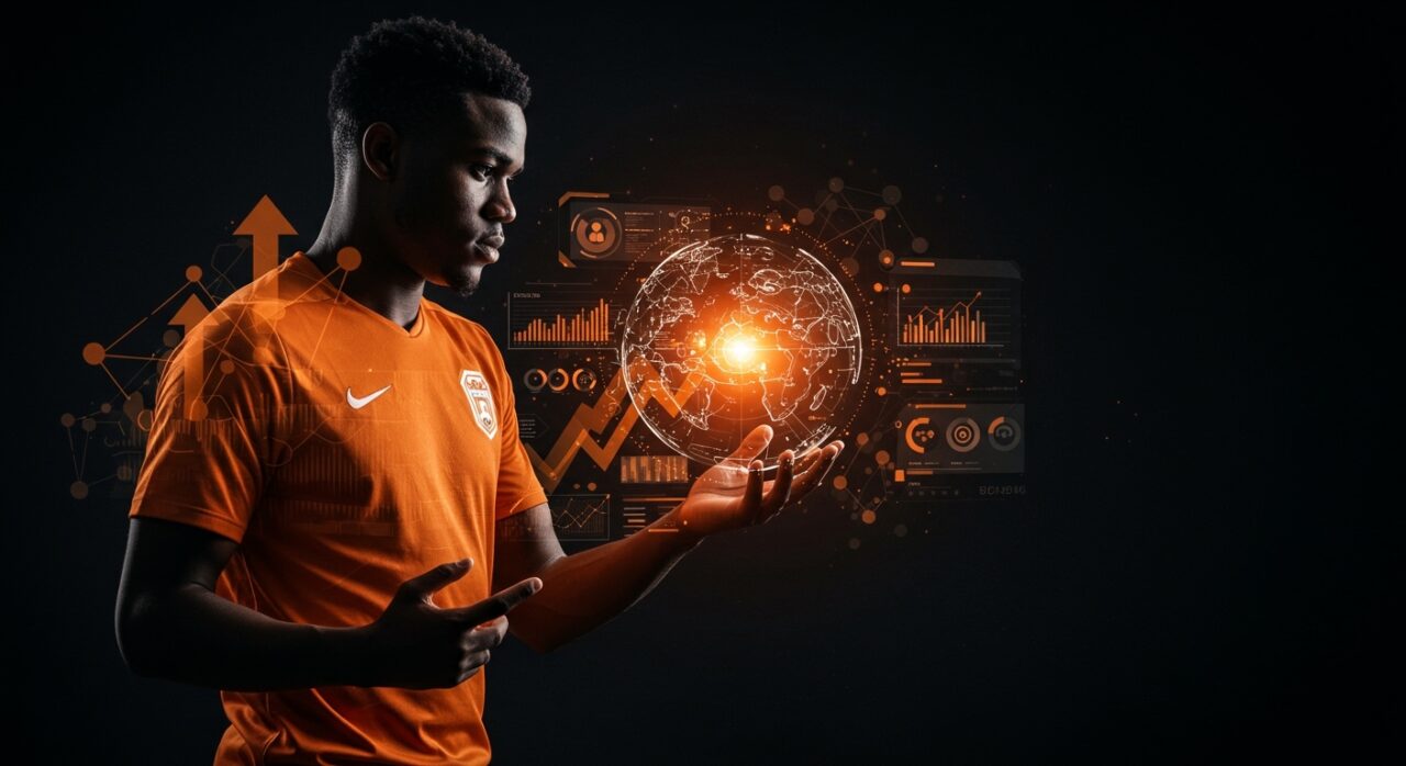 Futbolista de élite con coaching mental aplicado a liderazgo de startups, representando alto rendimiento y gestión emocional para founders LATAM.