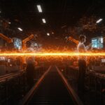 Automatización e inteligencia artificial aplicada en fábricas inteligentes transformando la industria 4.0 con colaboración humano-robot.