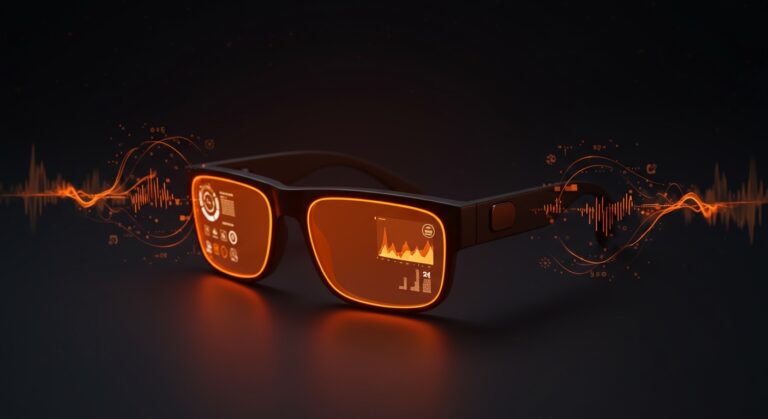 Gafas inteligentes Crossover 1x44 en diseño futurista que representa la innovación en wearables con IA y hardware emergente del mercado chino en 2026.