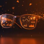 Gafas inteligentes futuristas de Meta Ray-Ban con interfaces digitales y crecimiento del mercado wearable tech en 2026.