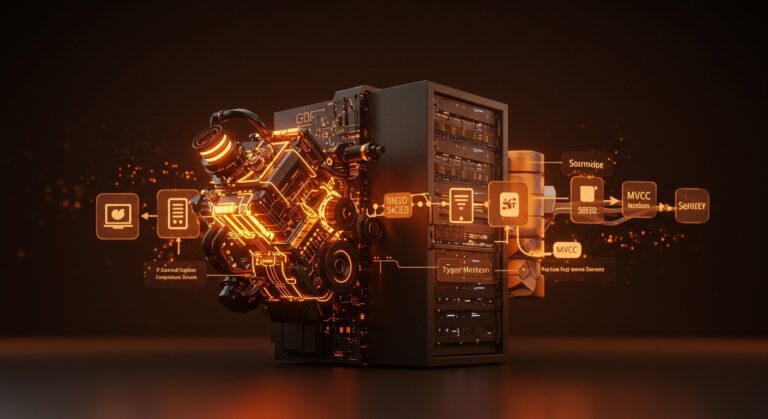 Fusión visual de motores de videojuego y bases de datos en Typhon, destacando arquitectura ECS y transacciones ACID para servidores de juegos en tiempo real.
