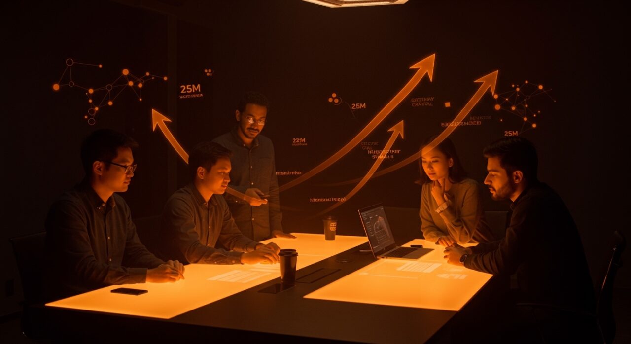 Startup founders colaborando impulsados por inversiones de Gateway Capital en su Fondo II de $25M, apoyando el crecimiento regional.