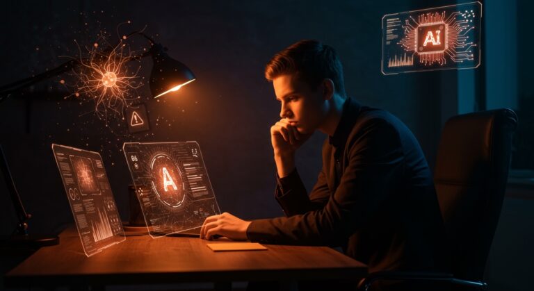 Joven de la Generación Z resistiendo e impactando la adopción de inteligencia artificial en empresas, según estudio Gallup 2026.