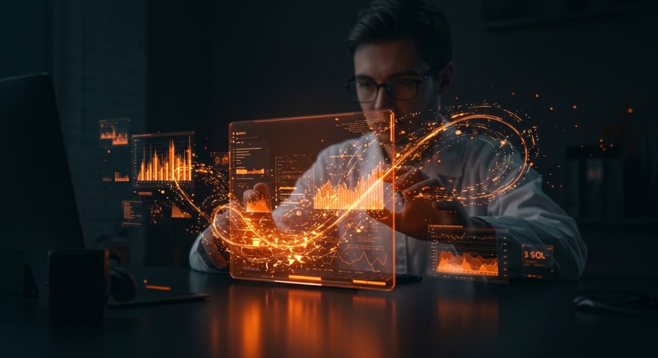 Visualización avanzada de SQL con gráficos declarativos en entorno de ciencia de datos y automatización AI para startups.