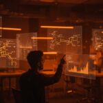 Fundador de startup usando interfaces visuales de Git para control de versiones y colaboración eficiente en equipos tecnológicos.