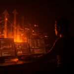 Incidentes de GitHub 2026 y lecciones para startups mostrando infraestructura SaaS resiliente y escalable en paleta naranja y negro.