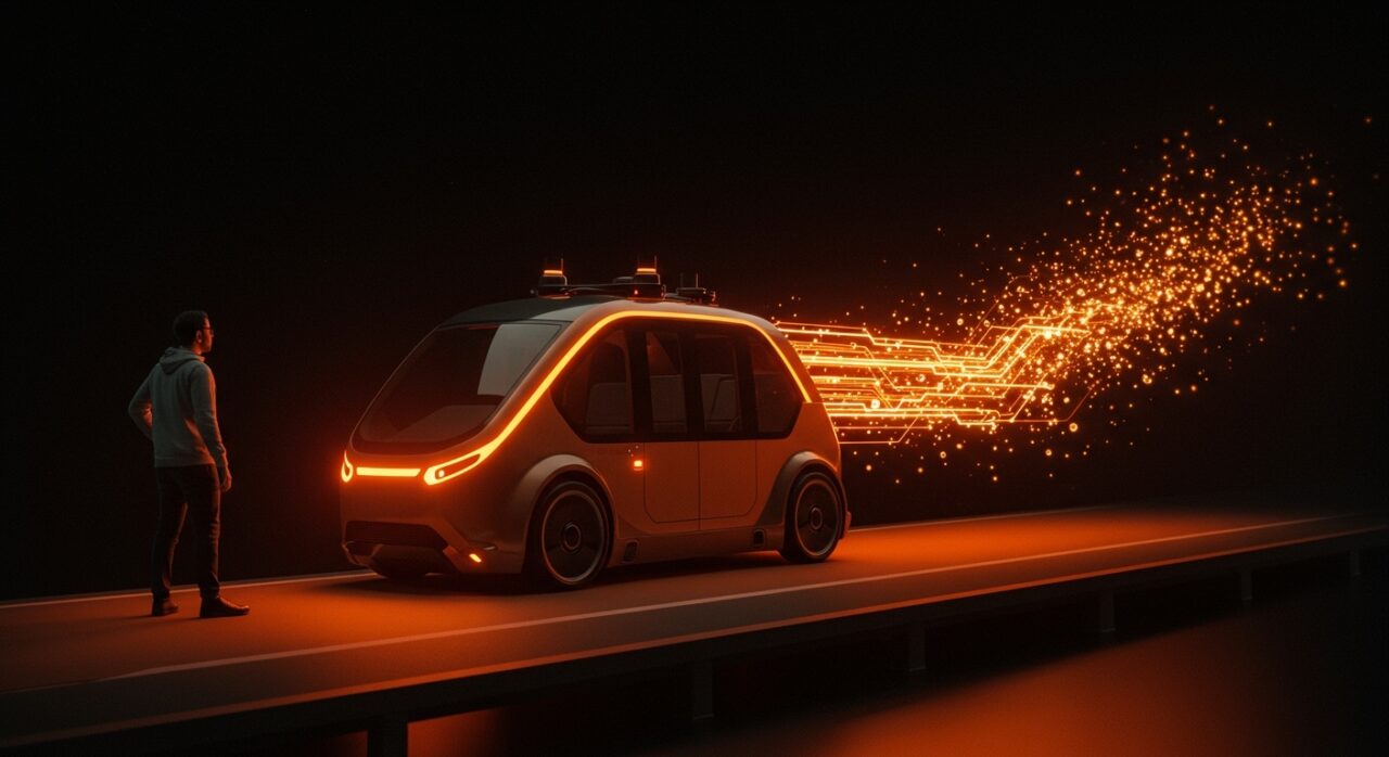 Pod autónomo futurista de Glydways impulsado por inversión de capital riesgo en movilidad autónoma para startups tecnológicas.