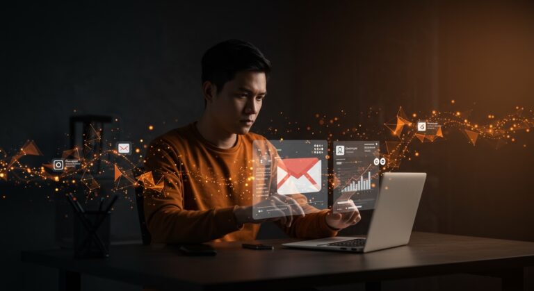 Founder using Gmail AI Overviews to boost startup productivity integrating Google Workspace automation.