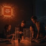 Fundadores de startups analizando código generado por IA con la asistencia de Google Gemini, destacando la automatización en desarrollo de software.