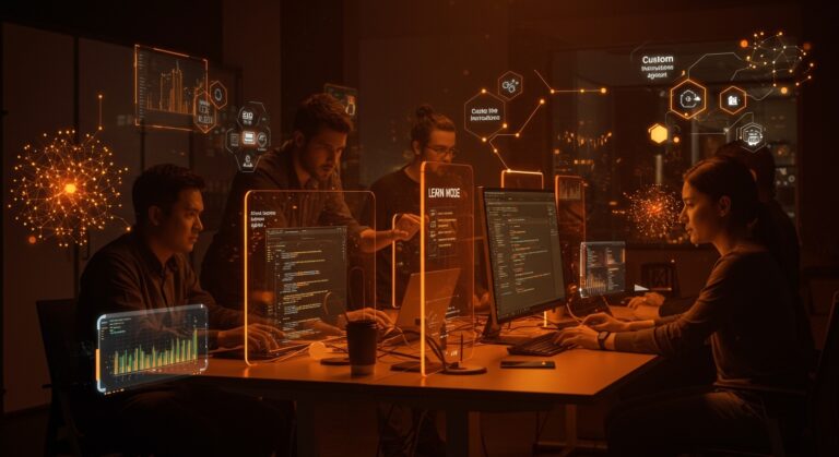 Equipo técnico utilizando Google Colab con Gemini y Learn Mode, representando innovación en educación de IA y programación para founders.