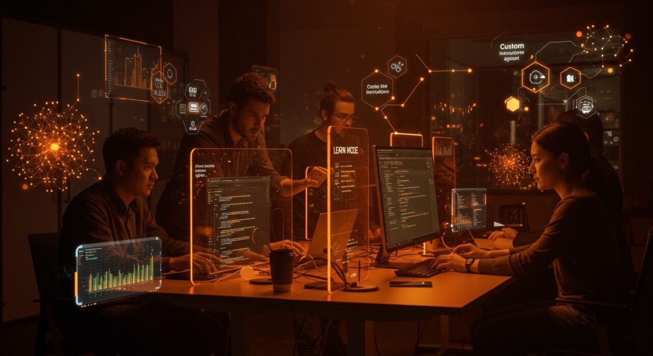 Equipo técnico utilizando Google Colab con Gemini y Learn Mode, representando innovación en educación de IA y programación para founders.