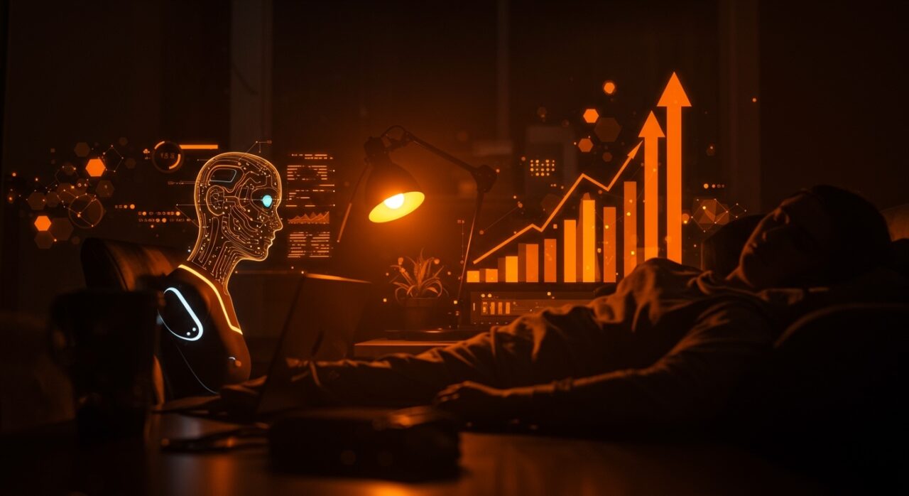 Agente autónomo de Google Deep Research Max analizando datos con inteligencia artificial para startups en un entorno moderno y tecnológico.