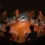 Modelos IA abiertos Gemma 4 de Google para startups con colaboración tecnológica en ambiente futurista en tonos naranja y negro.