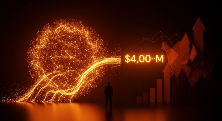 Founder frente a red neuronal iluminada con energía naranja simbolizando la inversión de Google en Anthropic y su impacto en startups de IA.