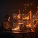 Fundador analizando pantallas holográficas con crecimiento de tráfico orgánico y SEO impulsado por inteligencia artificial en Google Search Q1 2026.