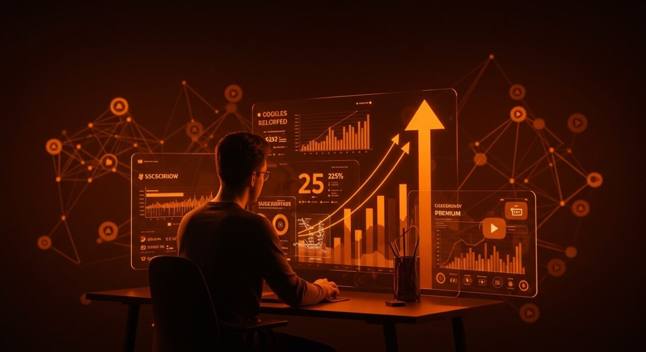 Crecimiento de 25 millones de suscripciones de Google en Q1 2026 representado con tablero digital y símbolos de monetización para SaaS.