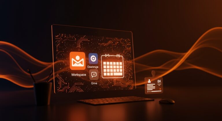 Rediseño de iconos de Google Workspace con gradientes Gemini, destacando productividad y estrategia de marca para founders en la era IA.