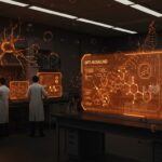 GPT-Rosalind de OpenAI para descubrimiento de fármacos en biotecnología con IA avanzada en laboratorio futurista.