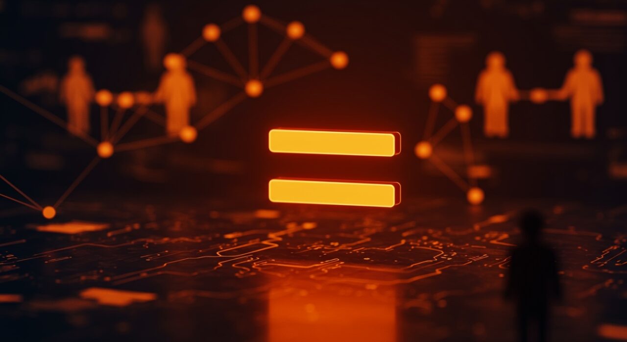 Símbolo em-dash prominente con interfaz digital y conexiones de comunidades tech en Hacker News, representando su impacto cultural y tendencias en comunicación digital.