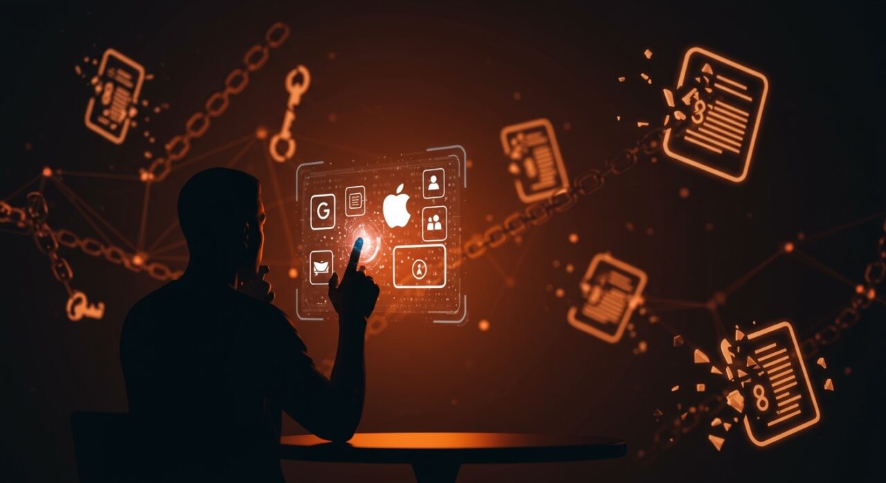 Representación visual de herencia digital y gestión de activos digitales para startups, destacando legado digital y planificación digital no planificada.