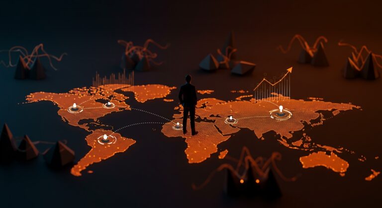 Imagen conceptual de holding inteligente con IA y automatización para gestión corporativa en LATAM y Europa.