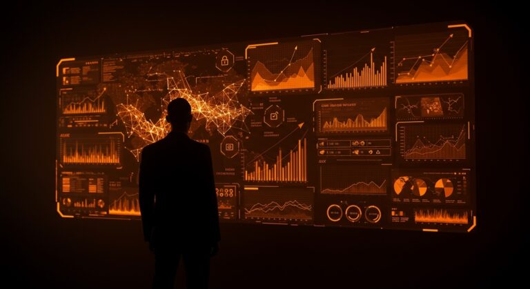 Holding inteligente con IA y automatización en gestión financiera corporativa para 2026 con visualización digital avanzada.