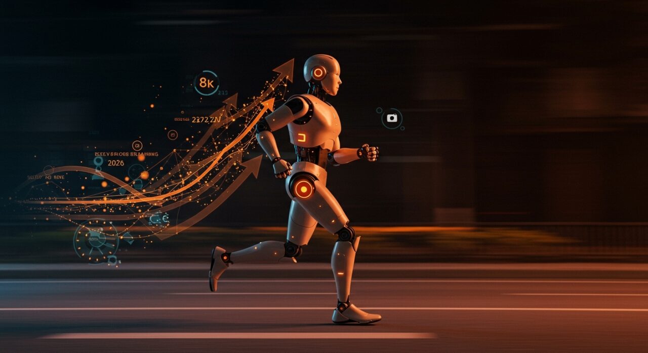 Robot humanoide de Honor corriendo la media maratón de Pekín en tiempo récord, representando avances en IA embebida y automatización robótica en el mercado tech.