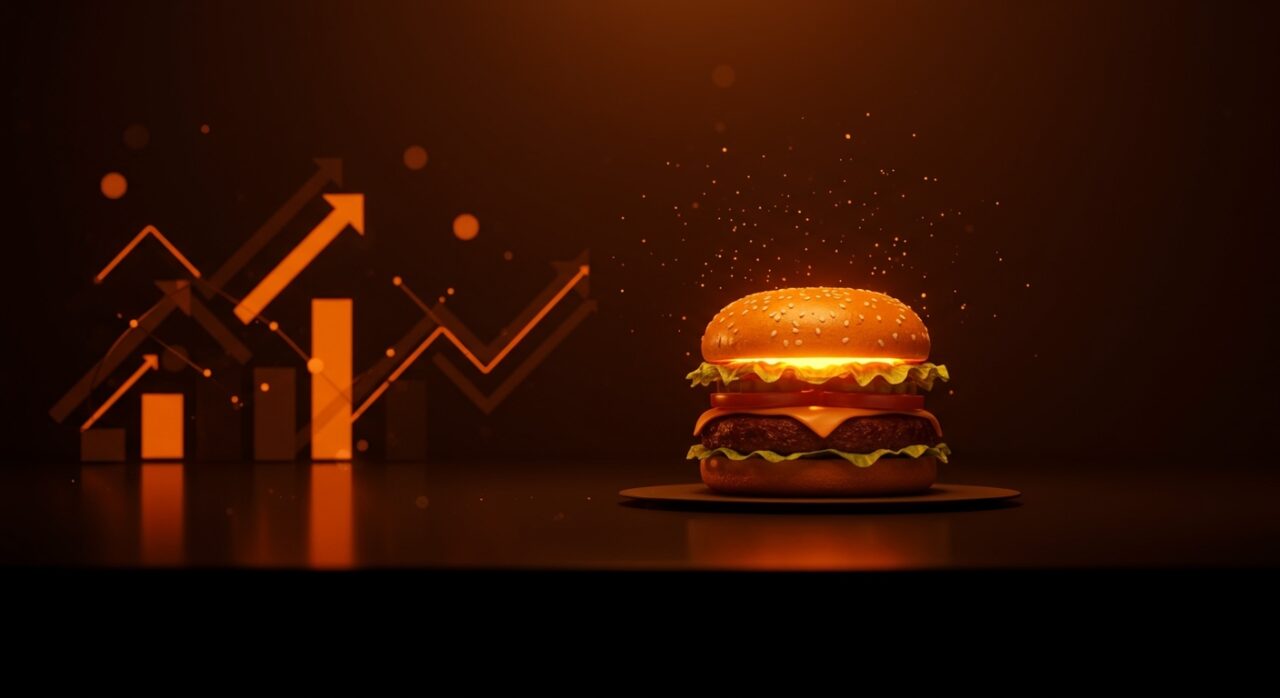 Hundred Burgers, startup valenciana de foodtech, presentando su hamburguesa galardonada en un entorno de dark kitchen, simbolizando su modelo de negocio y escalabilidad.