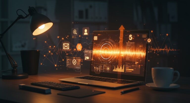 App Huxe generando pódcast diario con IA integrando email, calendario y feed, representando automatización y productividad para startups.