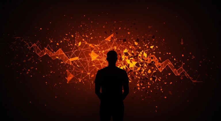 Rechazo público a la inteligencia artificial en España 2026 con metáforas visuales de desconfianza y retroceso tecnológico.