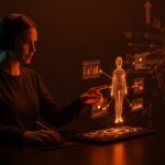 Interacción tecnológica con avatares dirigidos por IA en Google Vids para creación de video digital en startups tech de LATAM.