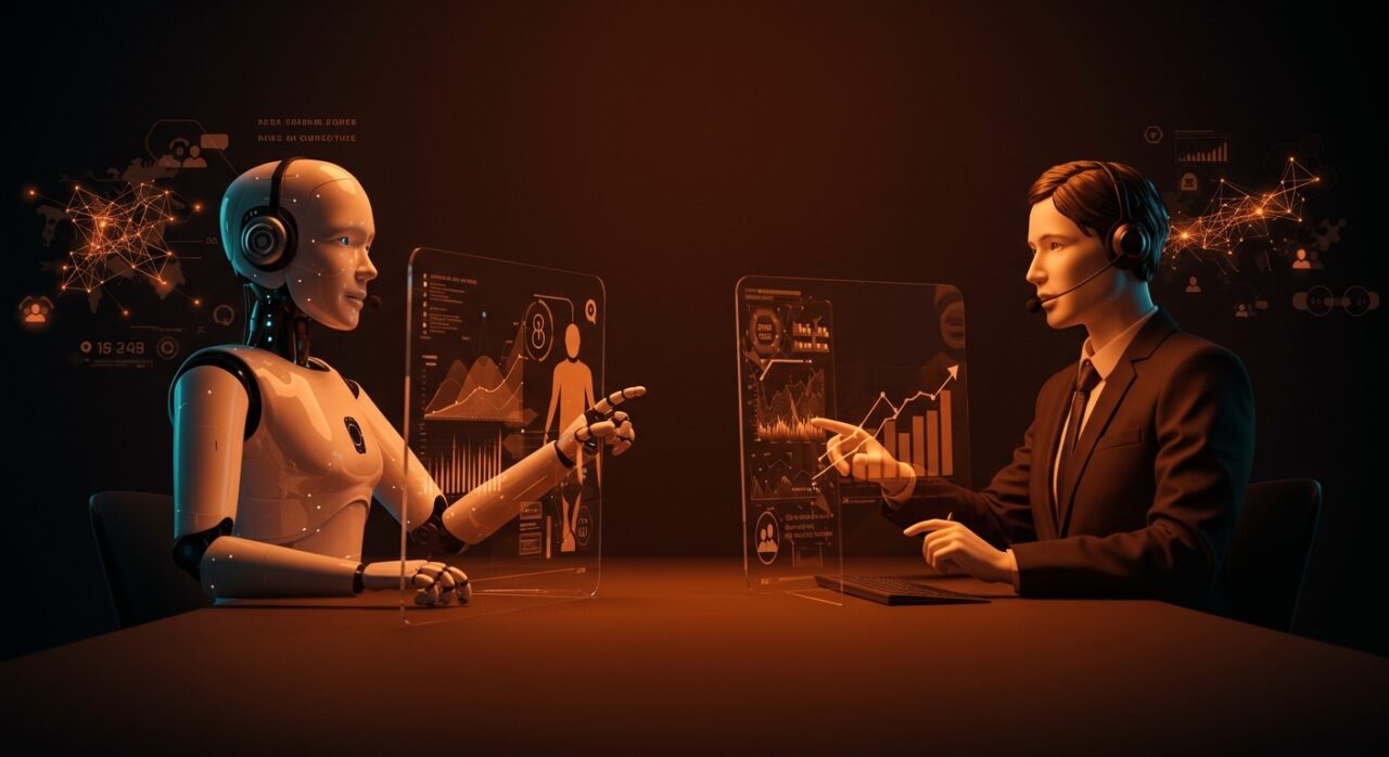 Modelo híbrido de IA y humano en atención al cliente mostrando aumento del 90% en satisfacción, enfocado en startups LATAM y España.