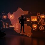 Founder tecnológico analizando interfaces digitales de inteligencia artificial y automatización empresarial en Perú para startups LATAM.