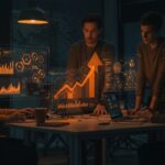 Fundadores de startups en LATAM colaborando con inteligencia artificial y automatización para escalar sus negocios en 2025-2026.