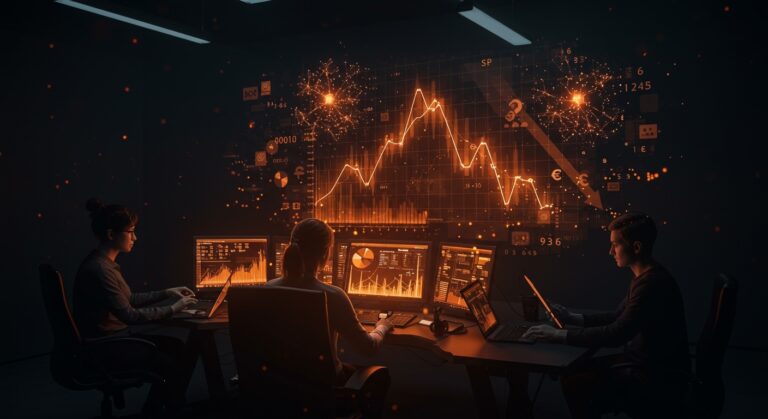 Fundadores de startups analizando pérdidas millonarias en inteligencia artificial en medio de la crisis económica del sector IA 2026.